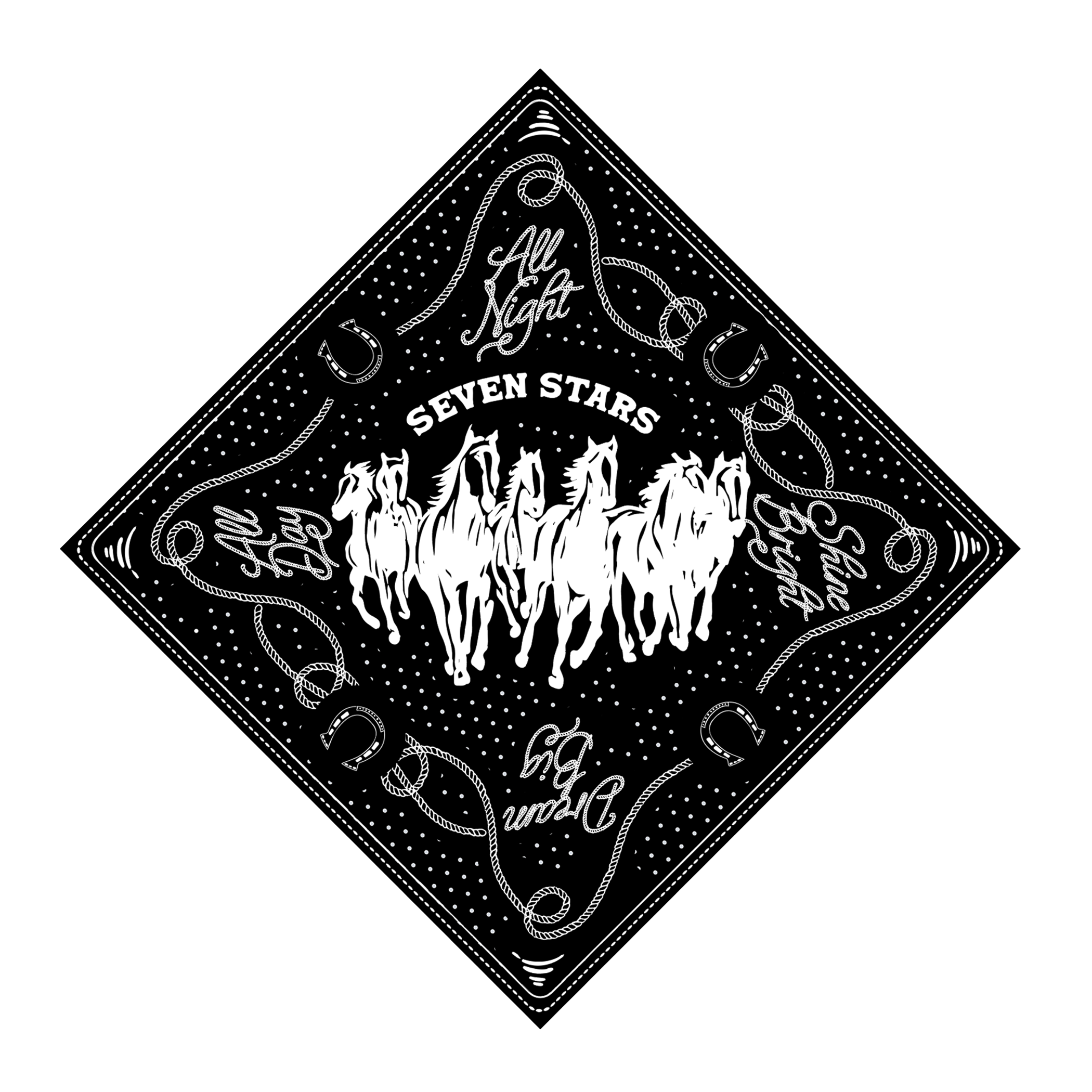 Seven Horses Cotton Bandana in Black