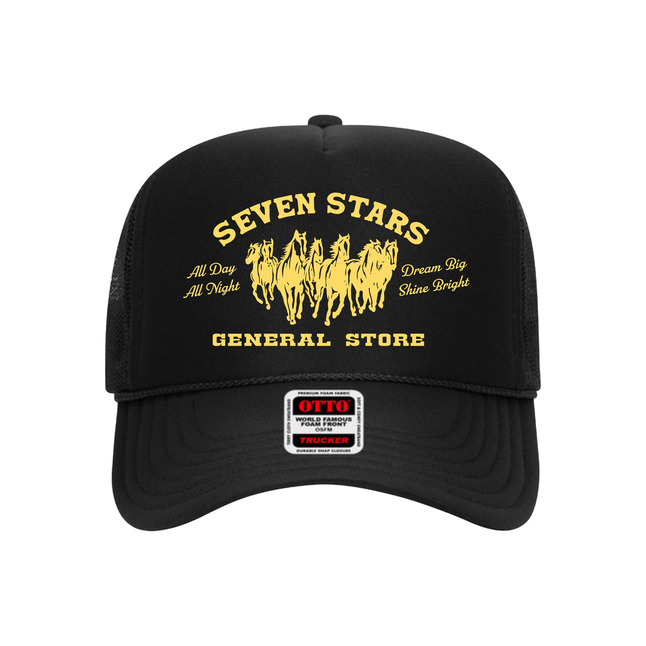 7SGS Printed Trucker Snapback Hat in Black