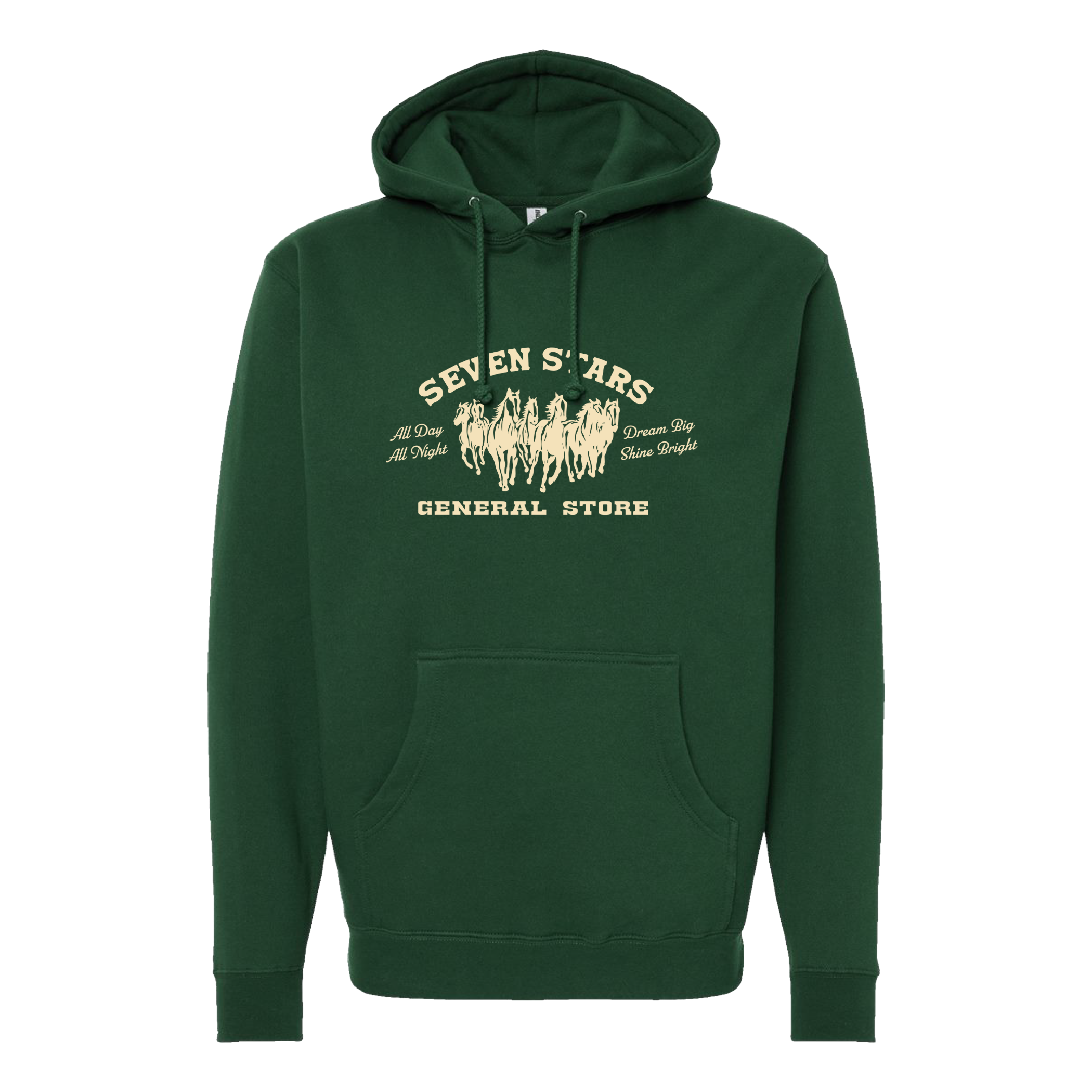7SGS "All Day All Night" Pullover Hoodie in Dark Green