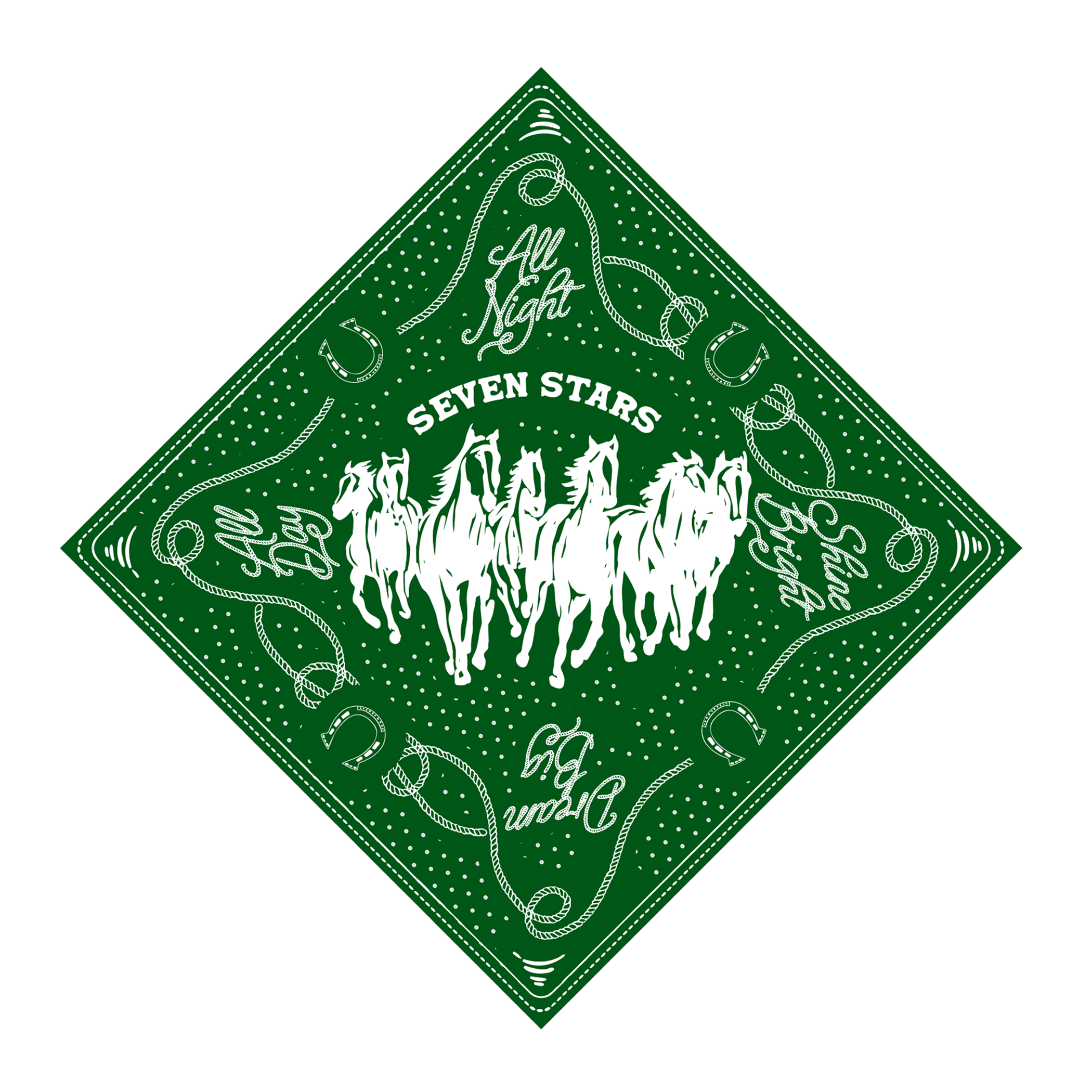 Seven Horses Cotton Bandana in Kelly Green
