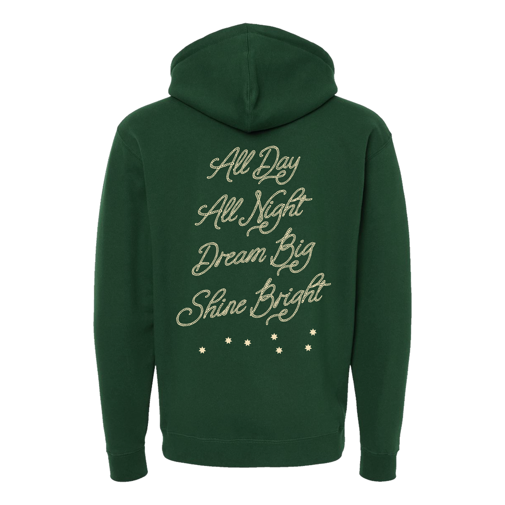 7SGS "All Day All Night" Pullover Hoodie in Dark Green